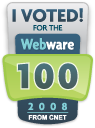 I Voted Webware100 2008 !